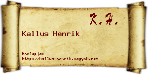 Kallus Henrik névjegykártya